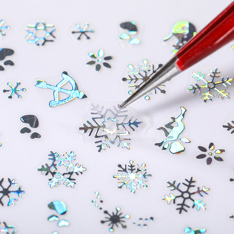 Nail Art Xmas - المجسمة الفضة الثلج ثلاثية الأبعاد عيد
