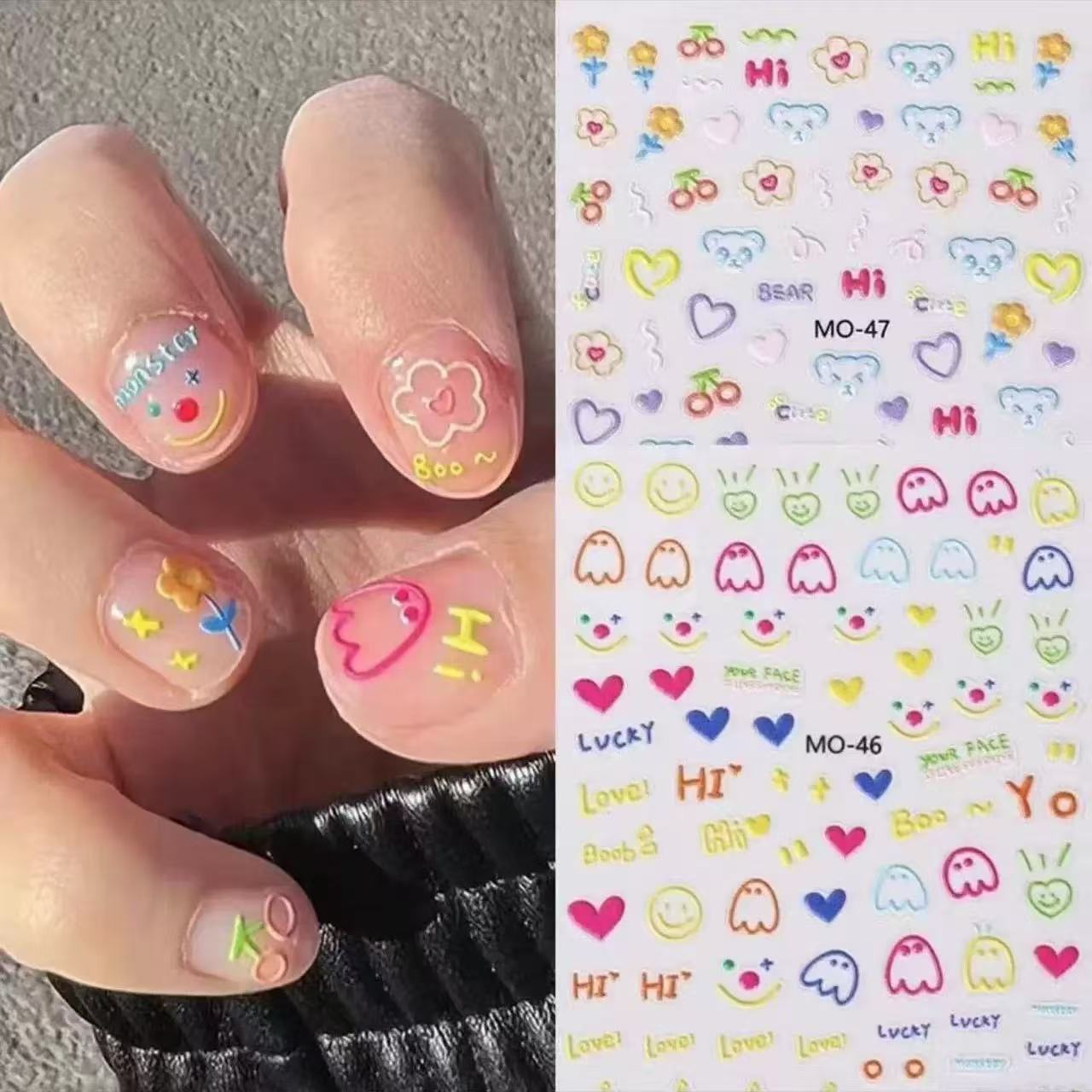ملصقات أظافر كرتونية على شكل ح - مراجعة Nail Art Viral وسعره